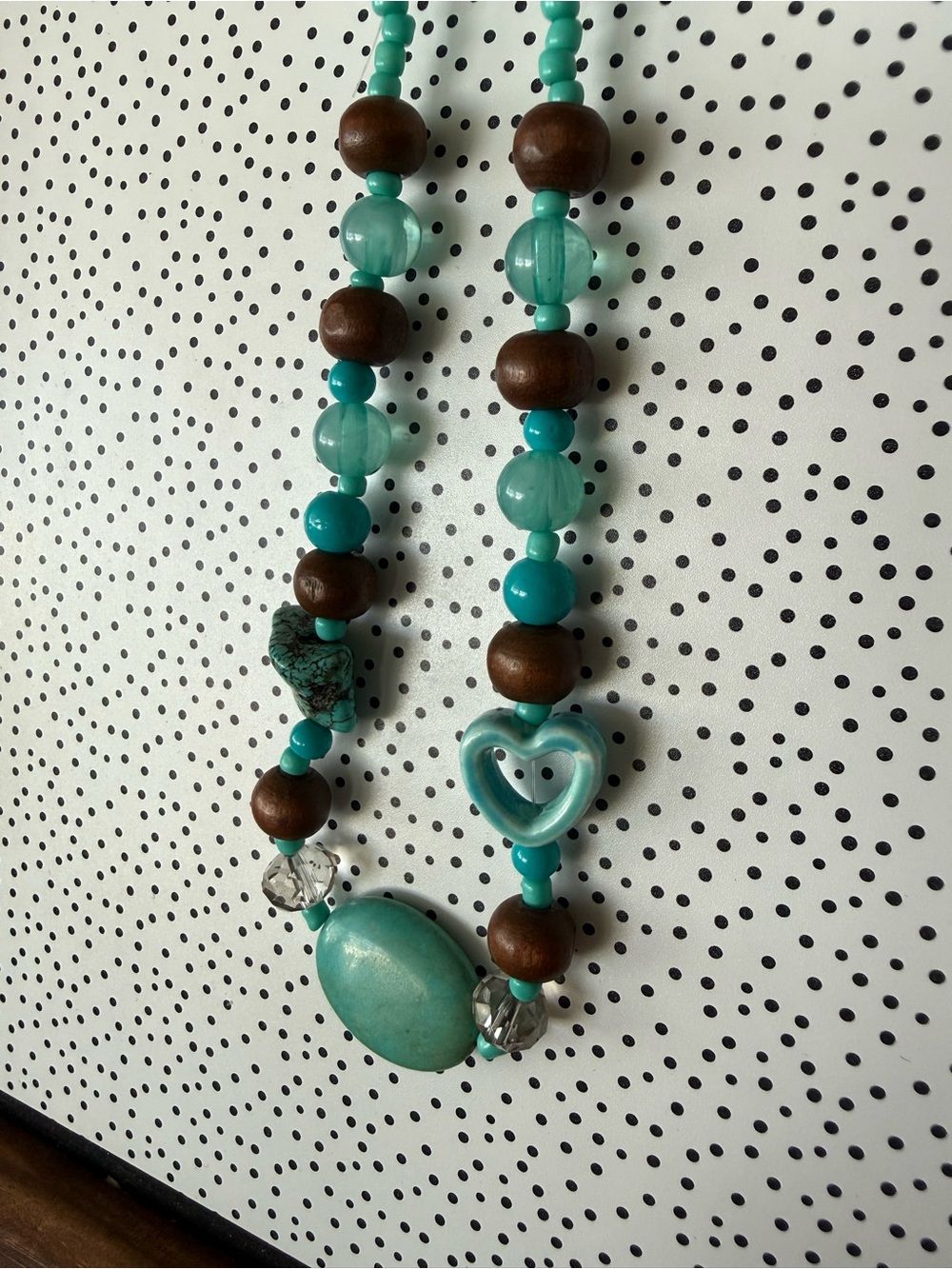 Turquoise Beaded Heart Pendant Necklace - Women Jewelry
